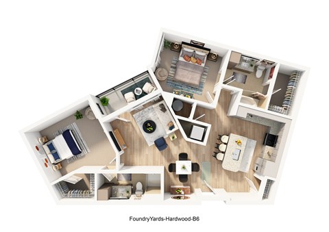 Floor plan for 2 beds, 2 baths, 1182 sqft